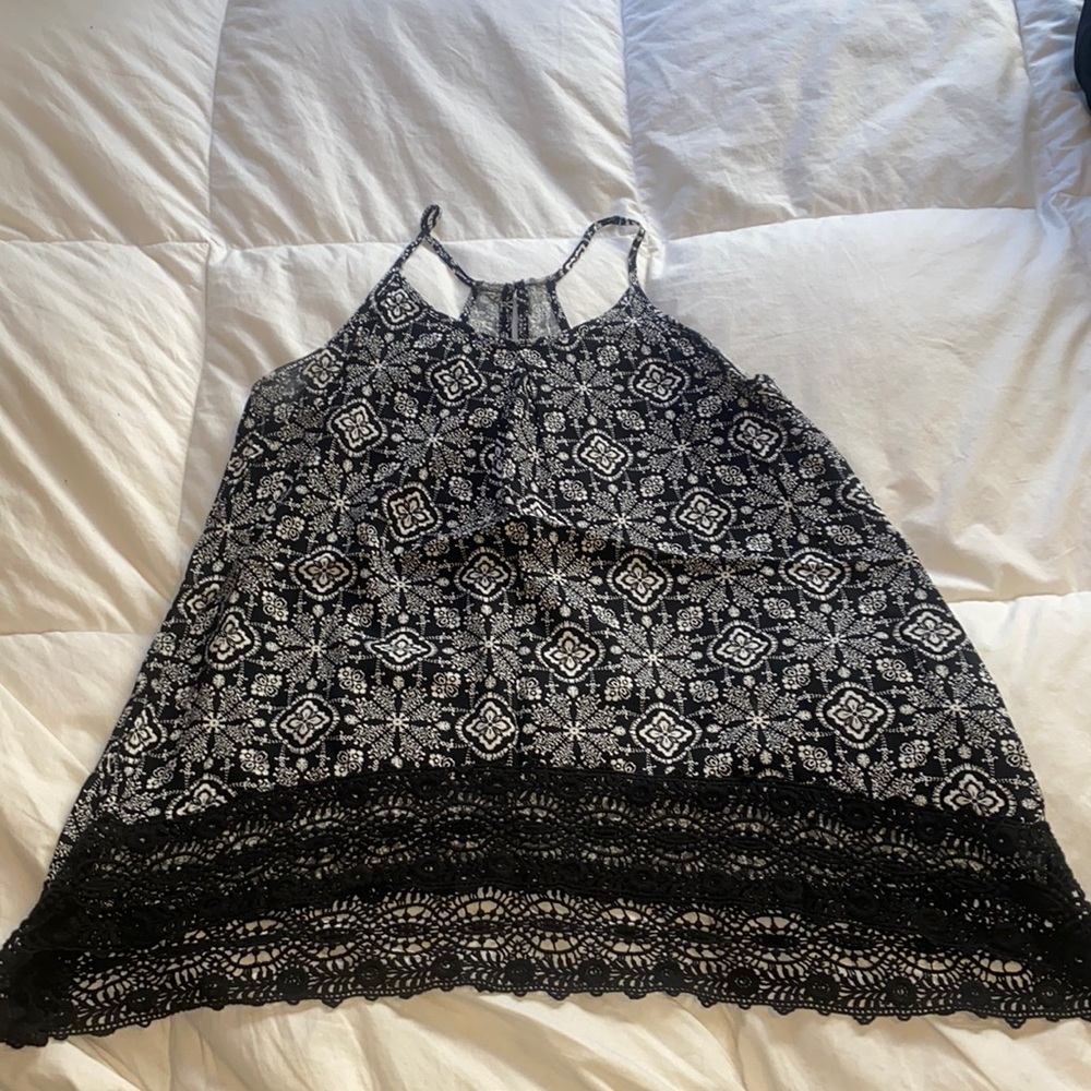 Black and white blouse tank top